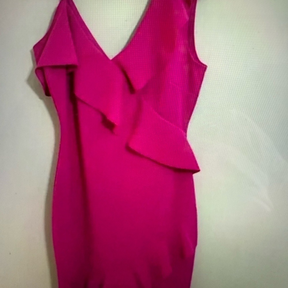 Klaxons Elegant Pink Sleeveless ruffle‎ mini dress woman 7 - Picture 3 of 9